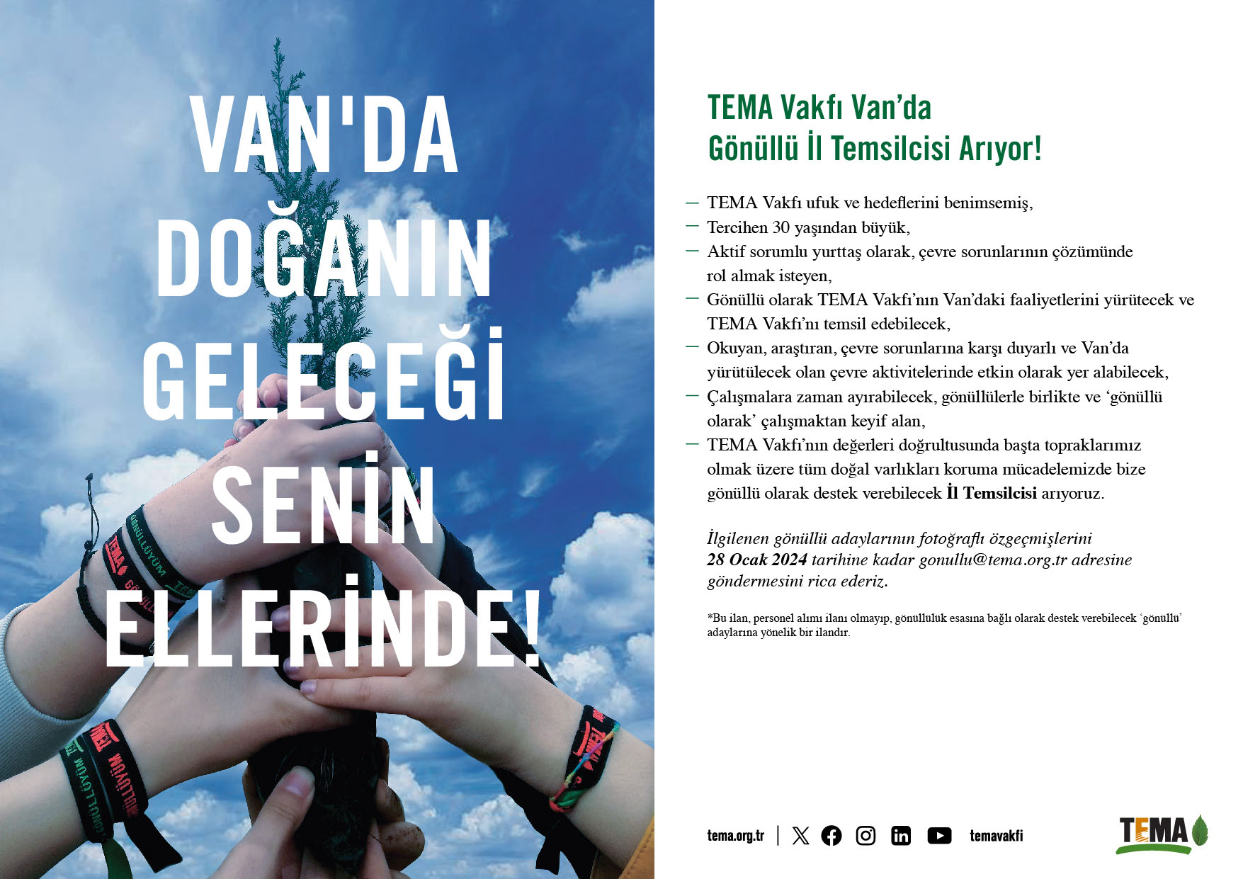 TEMA Vakfı Van'da Gönüllü İl Temsilcisi Arıyor!