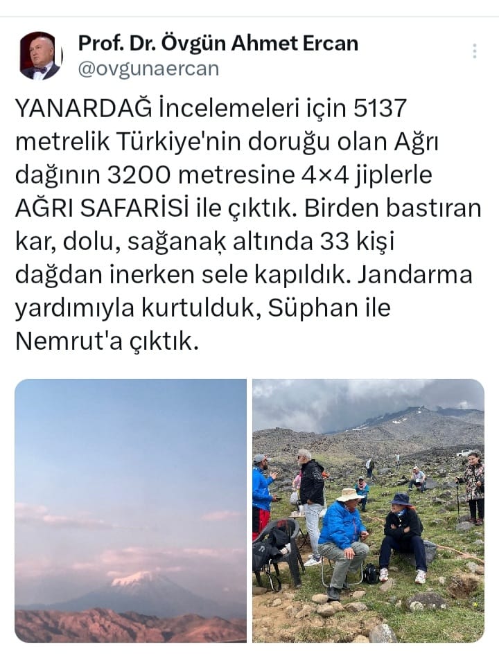 Deprem uzmanı Prof. Dr. Ercan, Ağrı Dağı'nda sele kapıldı, jandarma tarafından kurtarıldı