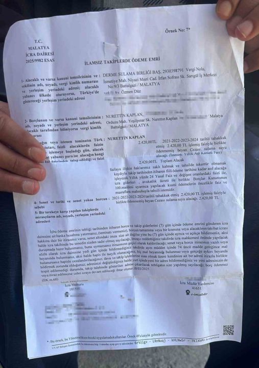 Sulama Birliğinden görme engelli öğretmene icra şoku
