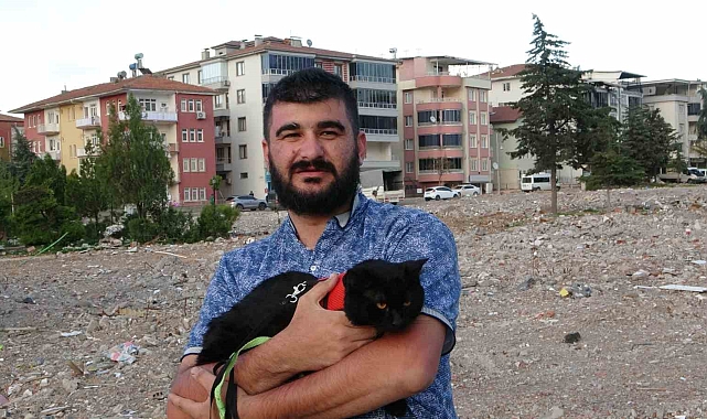Depremde yıkılan evinin enkazında 11 gün sonra bulunan kedisine gözü gibi bakıyor