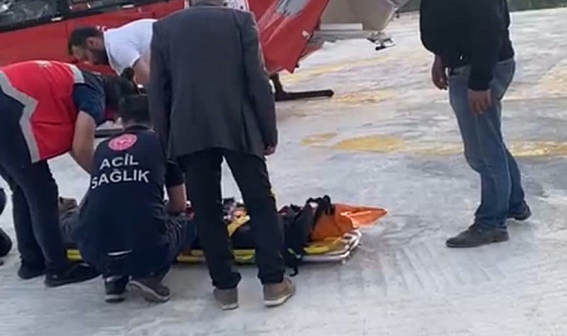 Hayvanın tepmesi sonucu ayağı kırılan şahıs için helikopter havalandı