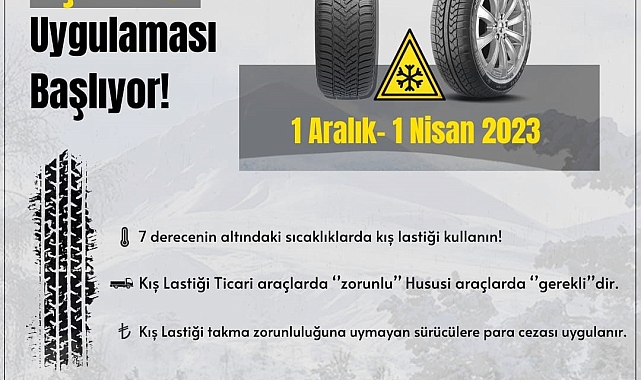 Erzurum' da sürücülere kış lastiği uyarısı
