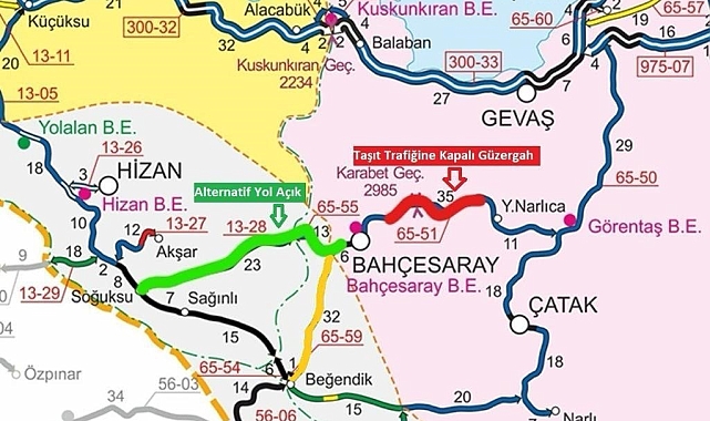 Kar yağışı ve fırtına nedeniyle  karayolu ulaşıma kapatıldı