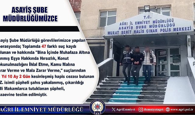 Ağrı'da 21 yıl hapis cezası olan firari yakalandı
