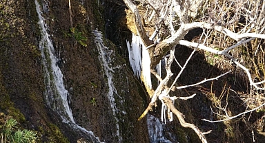 Arpet Şelalesi kısmen dondu