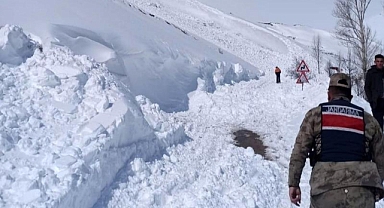 Çığın kapattığı köy yolu ulaşıma açıldı
