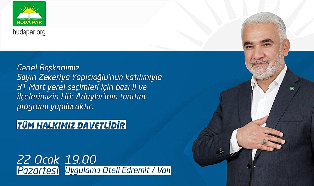 HÜDA PAR Ağrı Belediye Başkan Adayını yarın açıklayacak