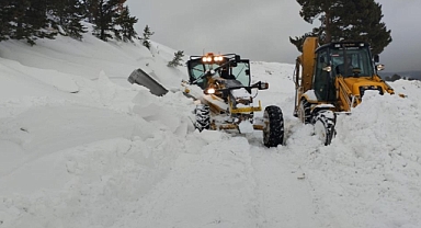 Kars'ta köy yoluna çığ düştü