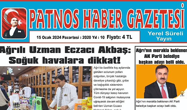 Patnos Haber Gazetesi 15.01.2024 1ve 8 Sayıları