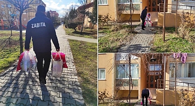 Zabıta ekiplerinden duygulandıran görüntüler