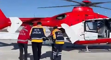 Ambulans helikopter 65 yaşındaki göğüs ağrısı olan hasta için havalandı