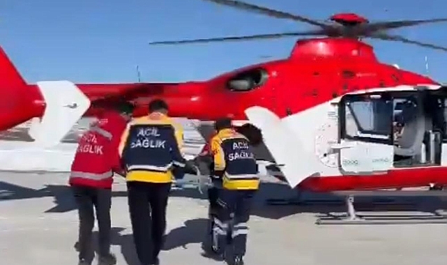 Ambulans helikopter 65 yaşındaki göğüs ağrısı olan hasta için havalandı