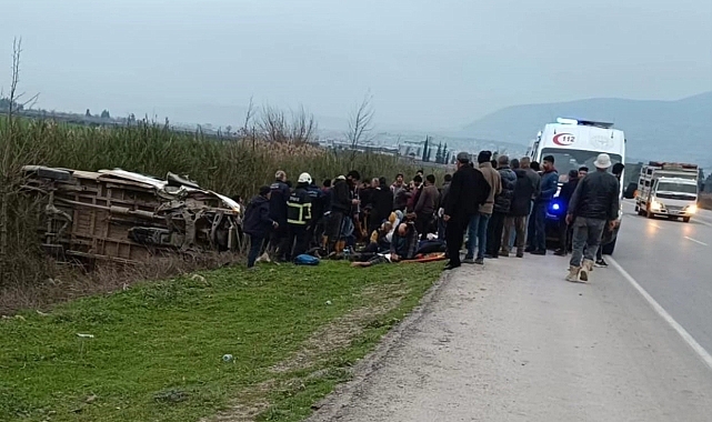 Kontrolden çıkan minibüs devrildi: 13 yaralı