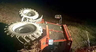 Kontrolden çıkan traktör devrildi: 1 ölü 2 yaralı