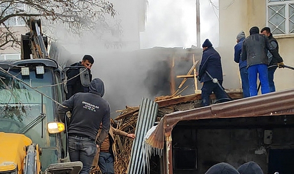 Malazgirt'te kalorifer kazanında yangın