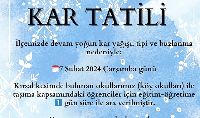 Van'da 4 ilçede taşımalı eğitime 1 gün ara