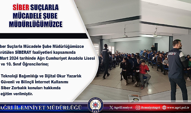 Ağrı’daki okullarda ‘SİBERAY’ eğitimi veriliyor