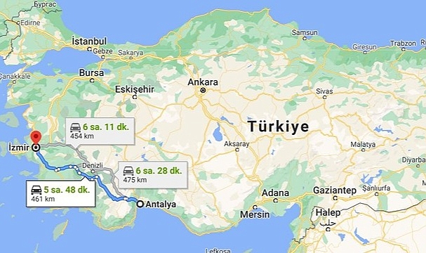 İzmir Antalya arası kaç saat? İzmir Antalya arasındaki mesafe ne kadar?