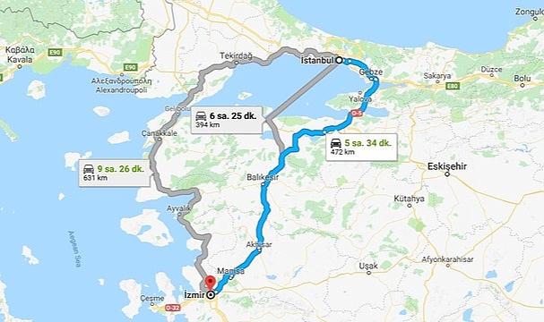 İzmir İstanbul arası kaç saat? İzmir İstanbul arasındaki mesafe ne kadar?