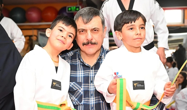 Şehit çocuklarının kuşak bağlama heyecanı