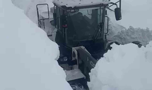 Yüksekova'da 4 metrelik kar tünelinde çalışma