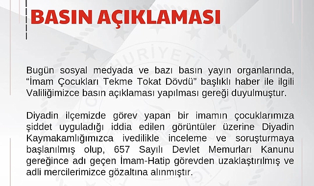 Ağrı Valiliği’nden açıklama