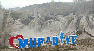 Artan akarsu Muradiye Şelalesini coşturdu