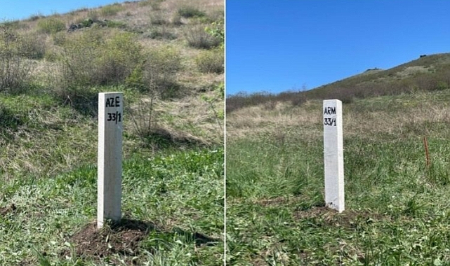 Azerbaycan-Ermenistan sınırına ilk sınır taşı yerleştirildi