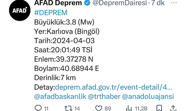 Bingöl'de korkutan deprem