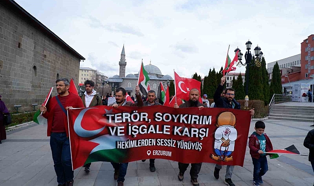 Erzurum'da Gazze için sessiz yürüyüş