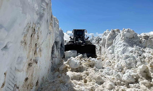 Hakkari'de 5 metreyi bulan karda yol açma çalışması