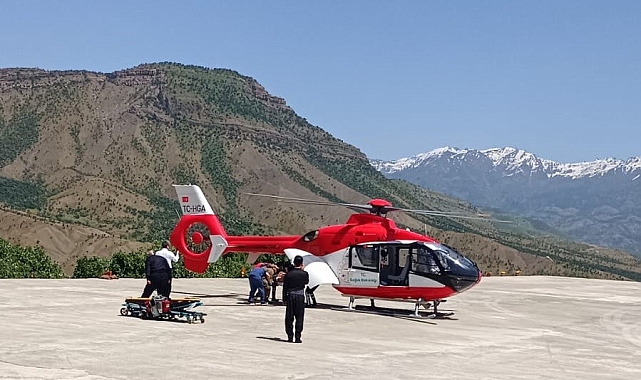 Hakkari'nin Derecik kalp krizi geçiren hastanın imdadına ambulans helikopter yetişti