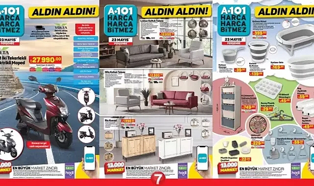 A101 23 Mayıs 2024 Kataloğu Yayınlandı! Koltuk takımı, konsol, piyano, lisanslı nevresim takımı, termos, saklama dolabı