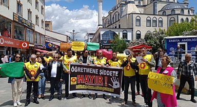 (Videolu Haber) Ağrı'da öğretmenler şiddete karşı tek yürek oldu