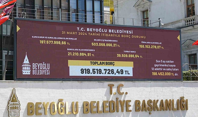 Beyoğlu Belediyesi’nin borcu dijital ekranlara yansıdı