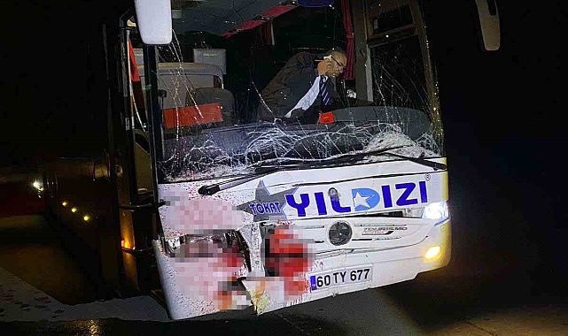 Bitlis'te yola çıkan ata otobüs çarptı