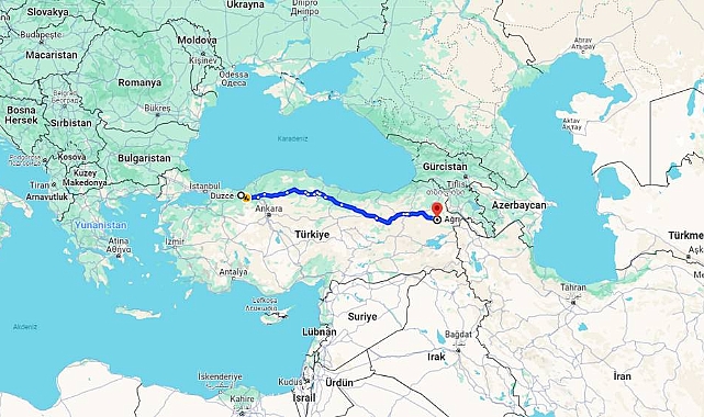 Düzce Ağrı arası kaç km? Ağrı Düzce arası kaç saat?