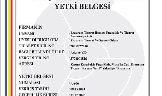 Erzurum'un ilk fuarcılık şirketi Erzurum Ticaret Borsası tarafından kuruldu