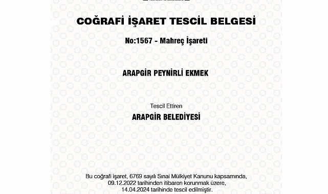 Malatya'nın "Arapgir Peynirli Ekmek" tescillendi