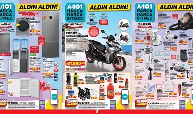 A101 13 Haziran'da Motosikletten Mobilyaya, Elektronikten Beyaz Eşyaya Geniş Bir Ürün Yelpazesiyle Müşterilerini Bekliyor!