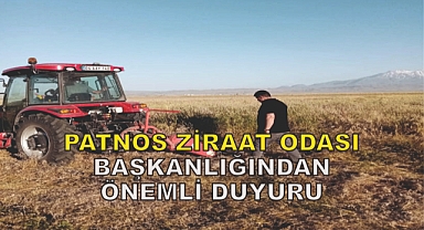 Patnos Ziraat Odası Başkanlığından Önemli Duyuru