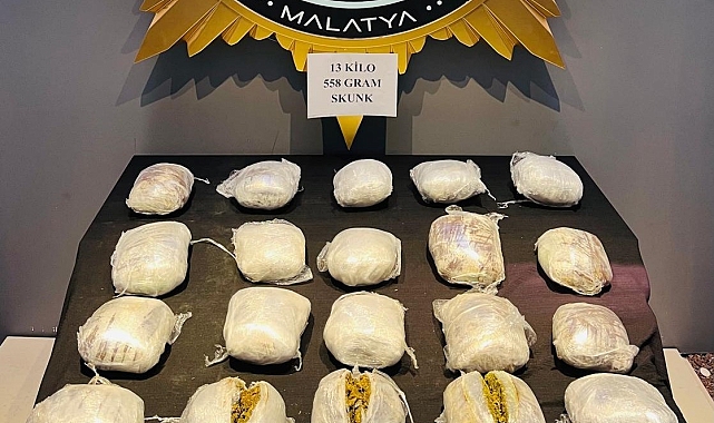 Yolcu otobüsünde 13 kilogram skunk ele geçirildi