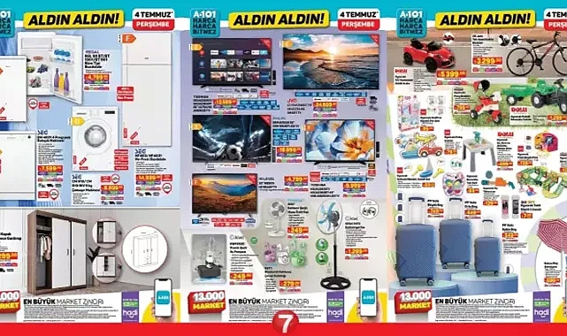 A101'de 4 Temmuz 2024 Kataloğu! Vantilatör, su pompası, gardırop, buzdolabı, akülü araba