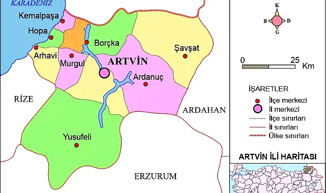 Artvin'in En Büyük ve En Küçük İlçeleri
