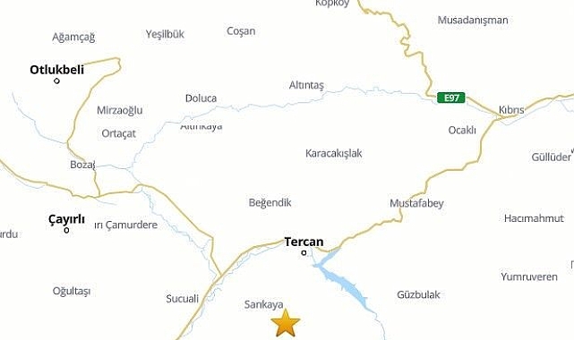 Erzincan Tercan'da 3.1 büyüklüğünde deprem