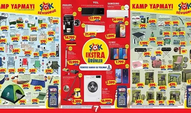 ŞOK'da 3 Temmuz 2024 Kataloğu! Kamp sandalyesi, çadır, kamp ocağı, klima, termos...
