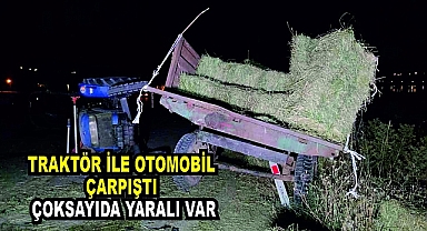 Traktör ile Otomobil Çarpıştı 5 Yaralı