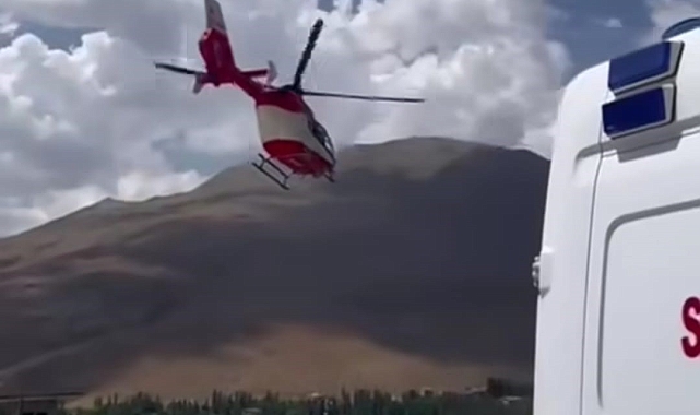 Van'da bebek için helikopter ambulans havalandı
