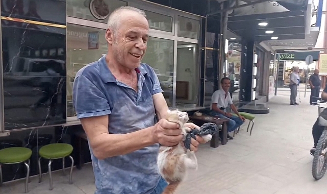 Aracın altına giren kedi kurtarıldı