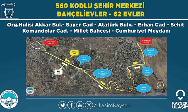 Büyükşehir Belediyesi Ulaşım AŞ’den Talas’a 6 yeni hat